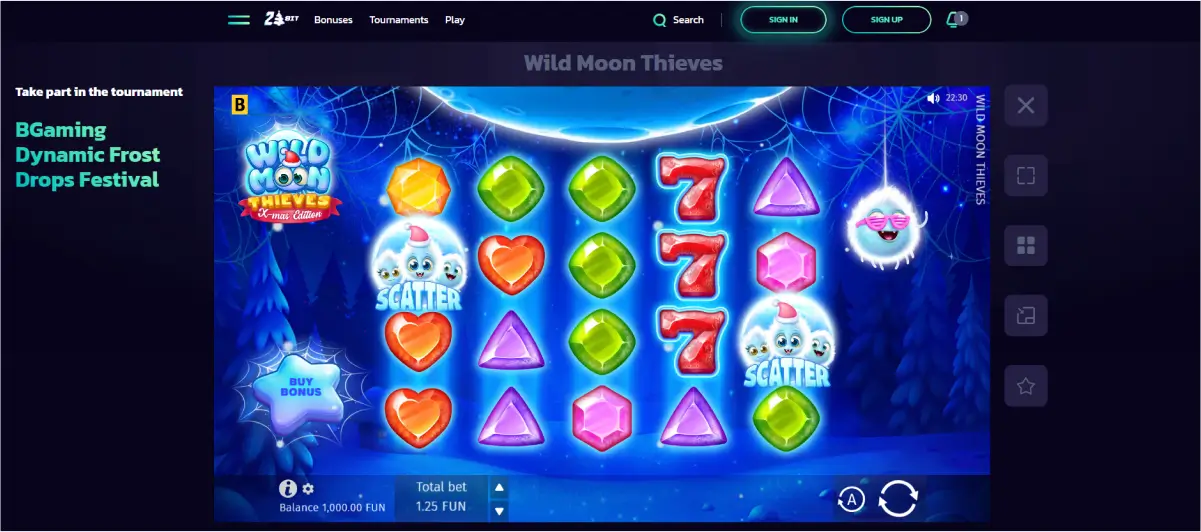 Demo mode and cash game at 21bit Casino 