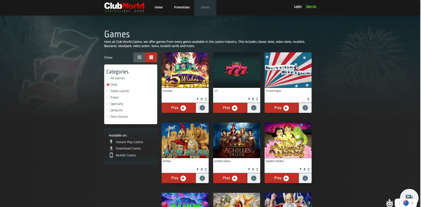 Clubworld casino