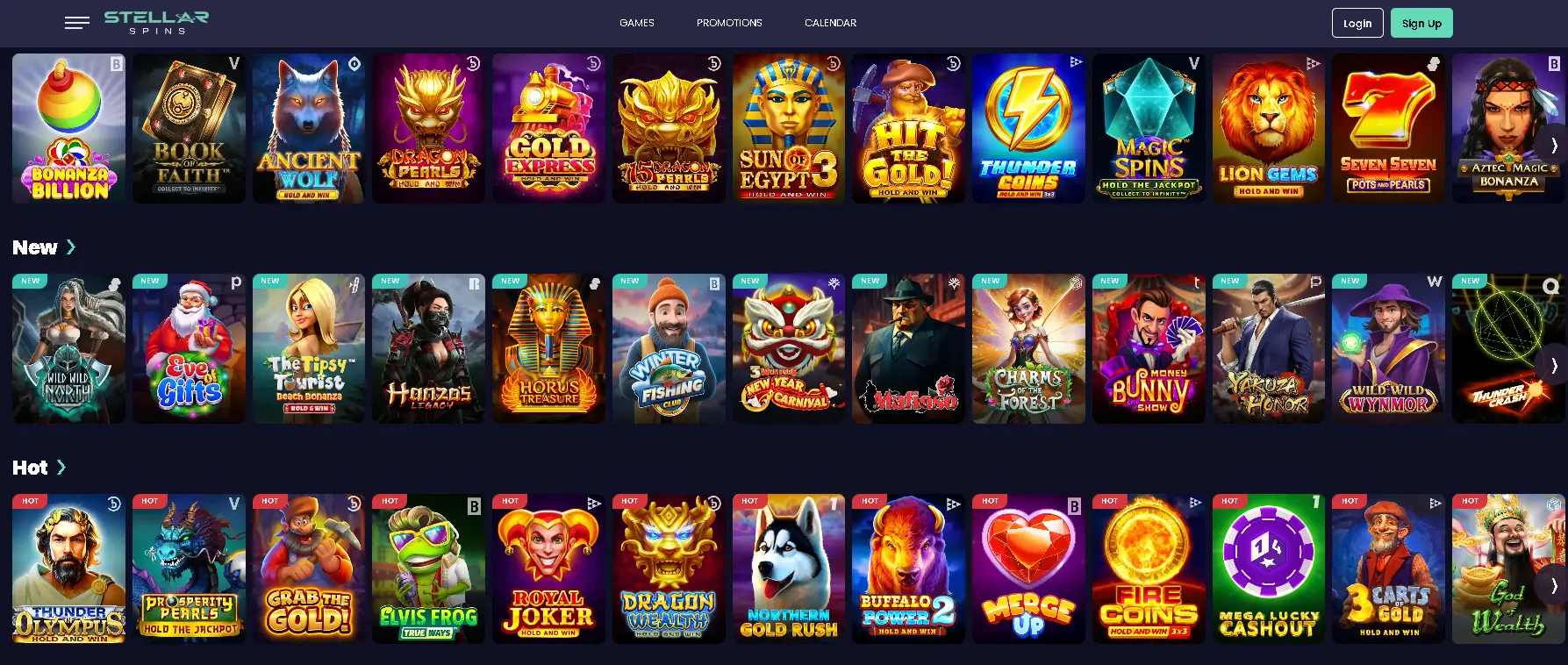 The games of Stellar Spins casino